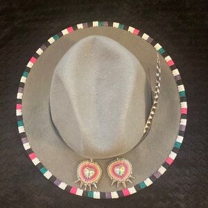 Beaded Fedora with beaded earring set